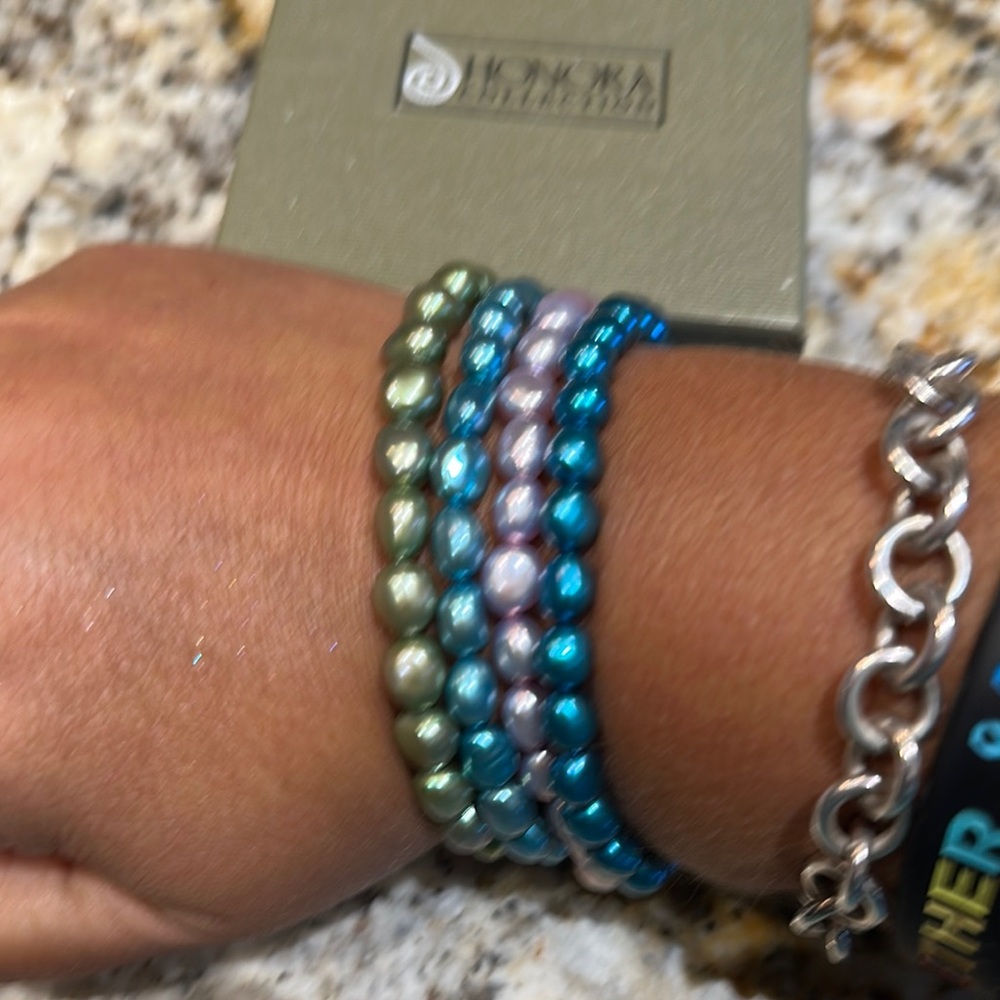 Honora Blue and Green Layered Beaded Bracelet Set